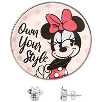 Disney Minnie Mouse Crystal Stud Earrings in Sterling Silver