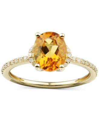 Citrine (1-5/8 ct. t.w.) & Diamond (1/8 ct. t.w.) Ring in 14k Gold