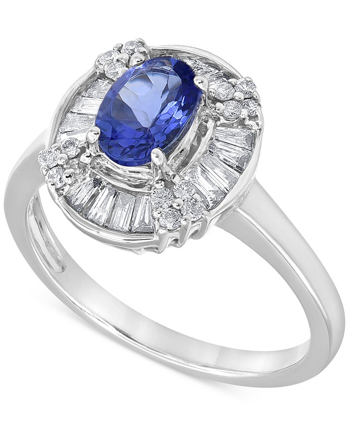 Macy s Tanzanite 5 8 ct. t.w. Diamond 1 2 ct. t.w. Halo Ring