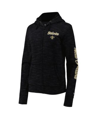 Women's Black New Orleans Saints Reverse Space-Dye Full-Zip Hoodie