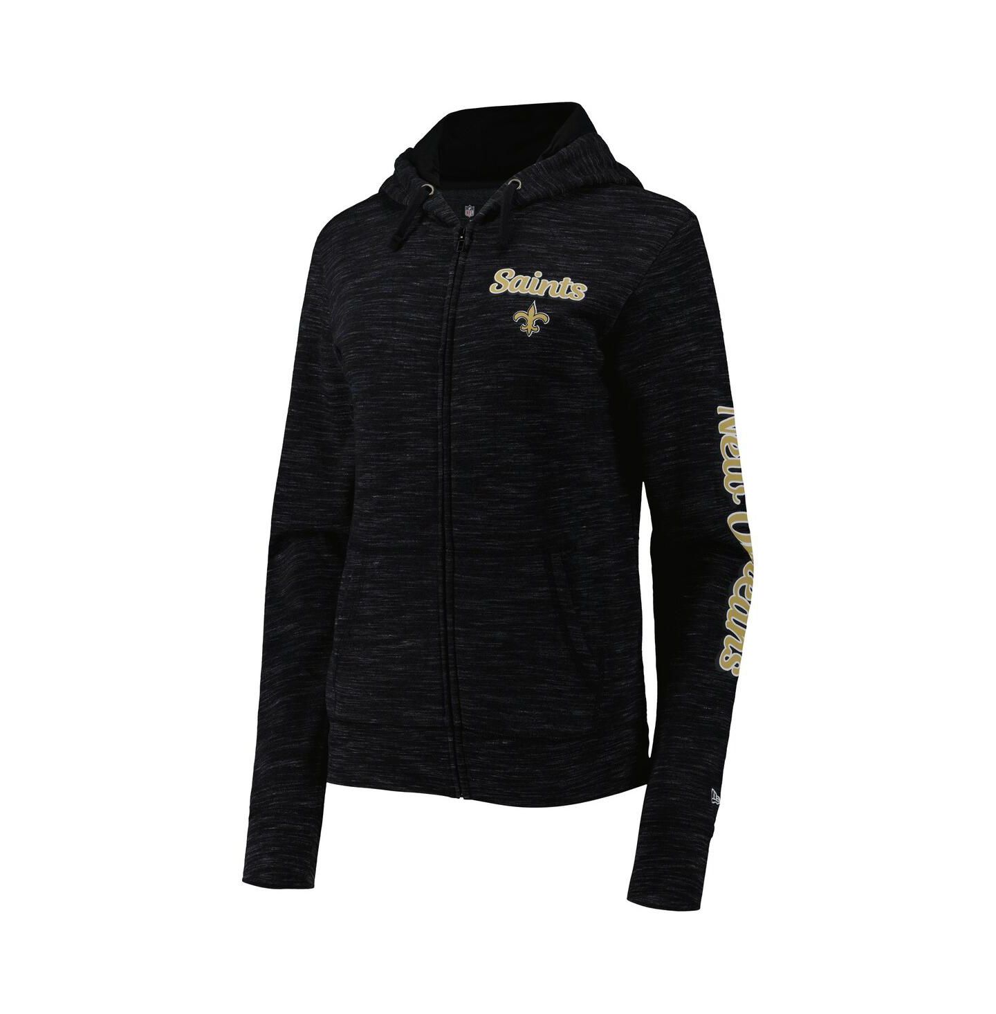 Женское худи New Era Black New Orleans Saints Reverse Space-Dye Full-Zip — фото 3