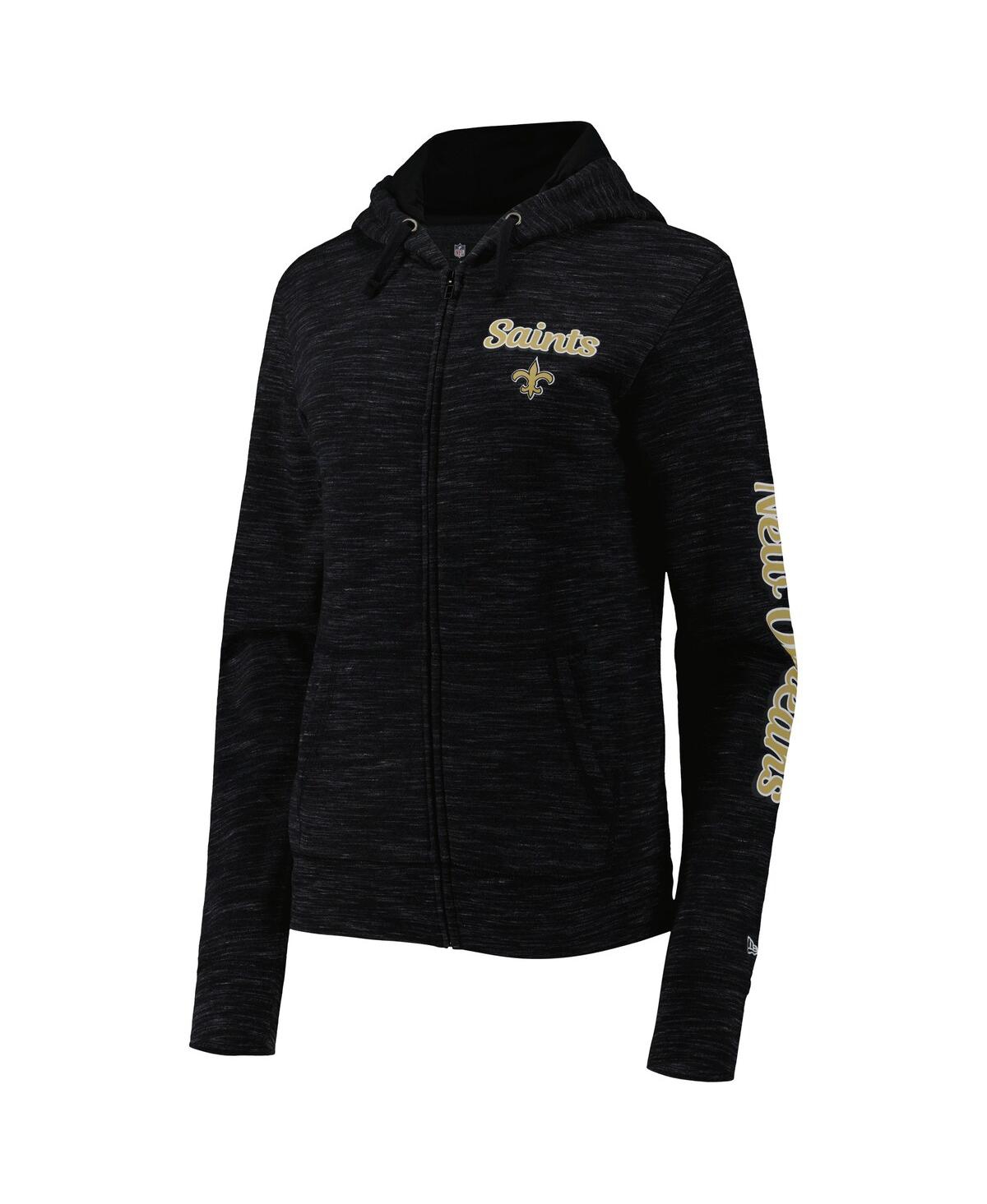 Shop New Era Women's  Black New Orleans Saints Reverse Space-dye Full-zip Hoodie