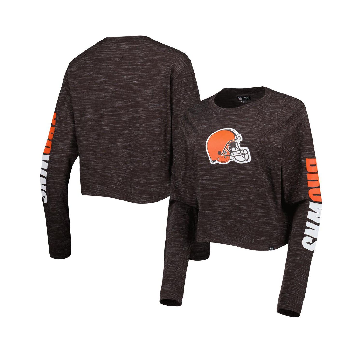 Women's Brown Cleveland Browns Crop Long Sleeve T-shirt