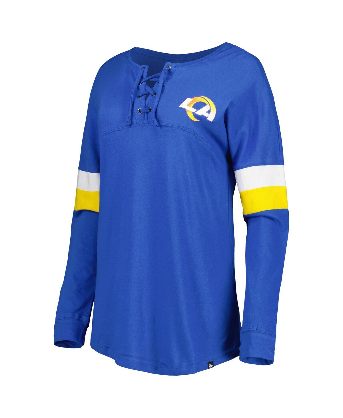 Shop New Era Women's  Royal Los Angeles Rams Athletic Varsity Lace-up Long Sleeve T-shirt