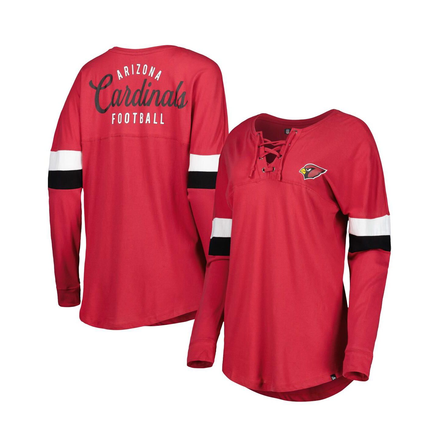 Женская футболка New Era Cardinal Arizona Cardinals Athletic Varsity Lace-Up Long Sleeve — фото 2