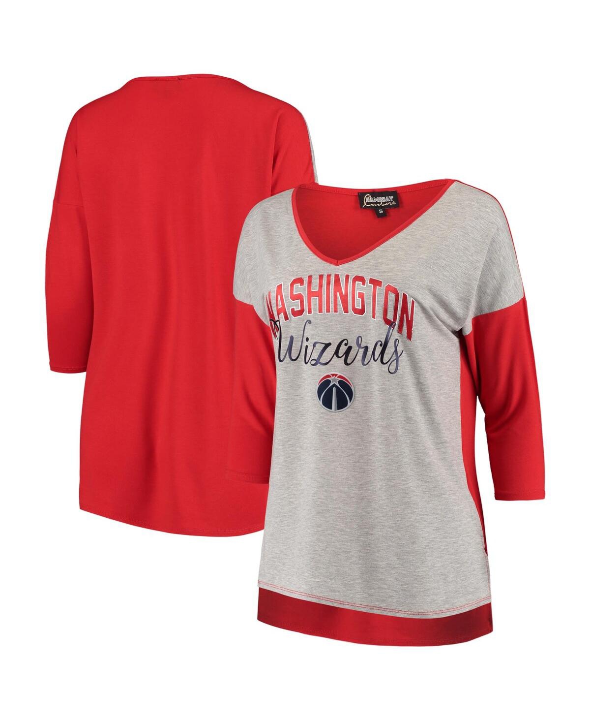 Shop Gameday Couture Women's Heathered Gray Washington Wizards In It To Win It V-neck 3/4-sleeve T-shirt