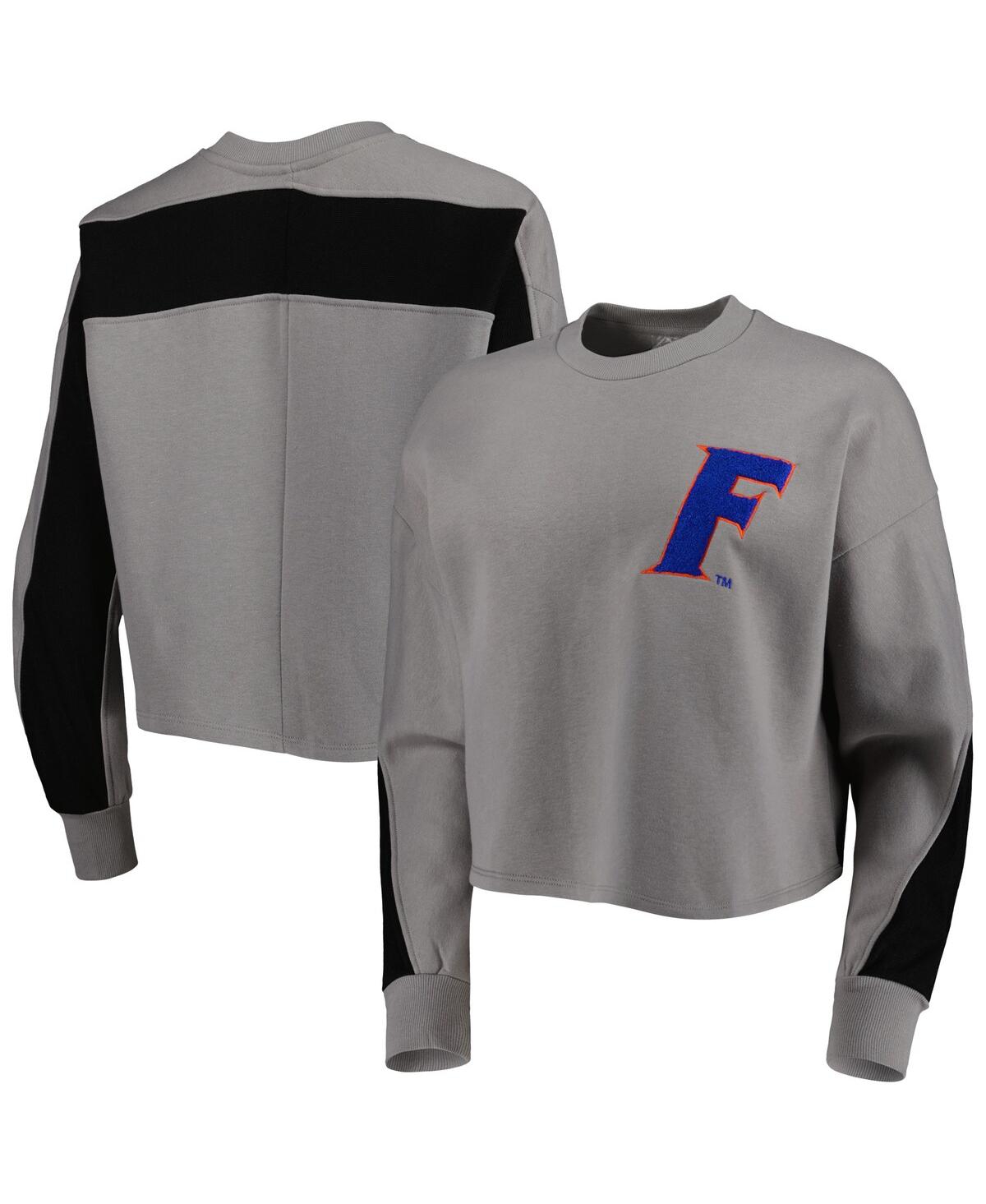 Women's Gameday Couture Gray Florida Gators Back To Reality Colorblock Pullover Sweatshirt - Gray