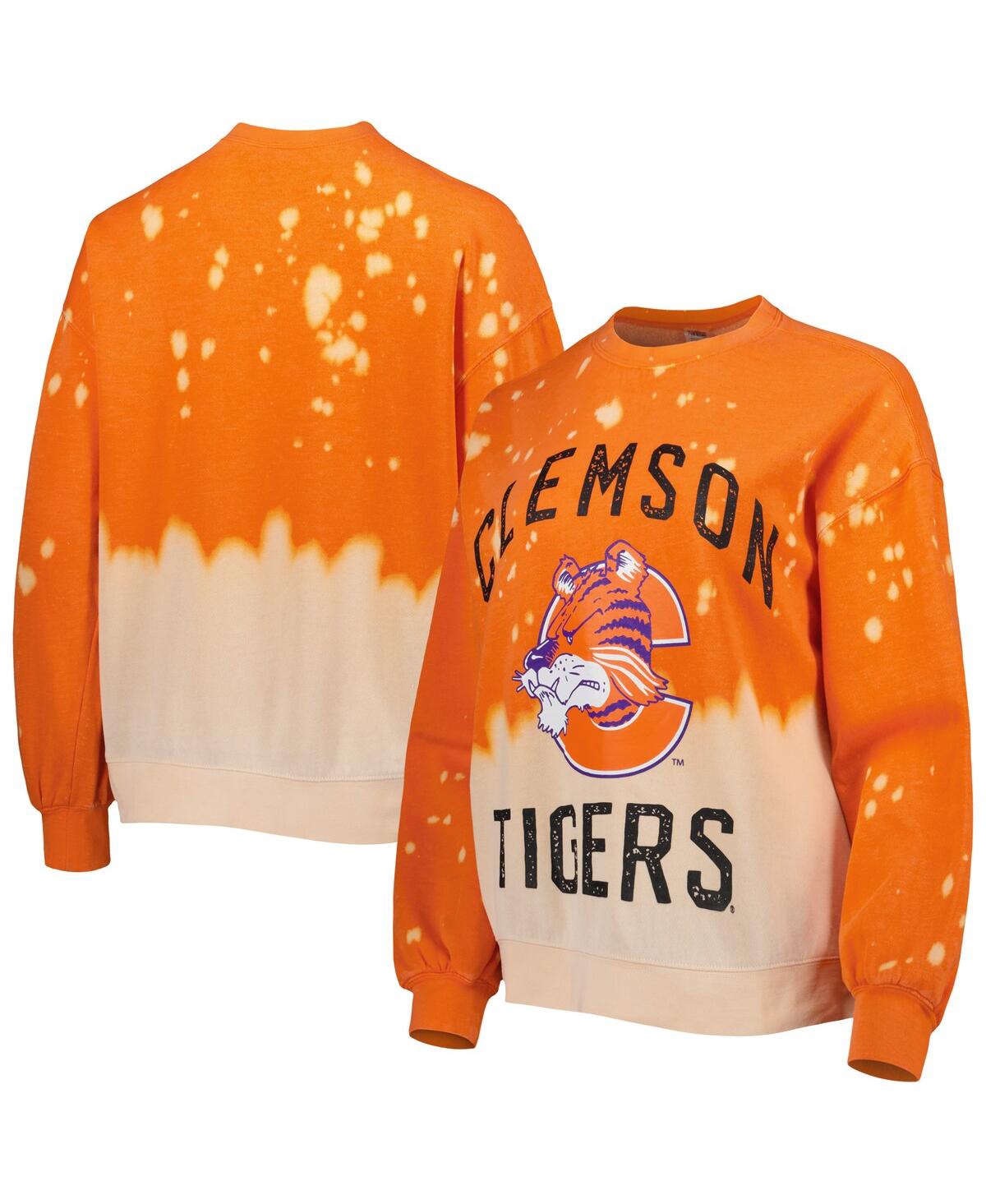 Shop Gameday Couture Women's  Orange Clemson Tigers Twice As Nice Faded Dip-dye Pullover Sweatshirt