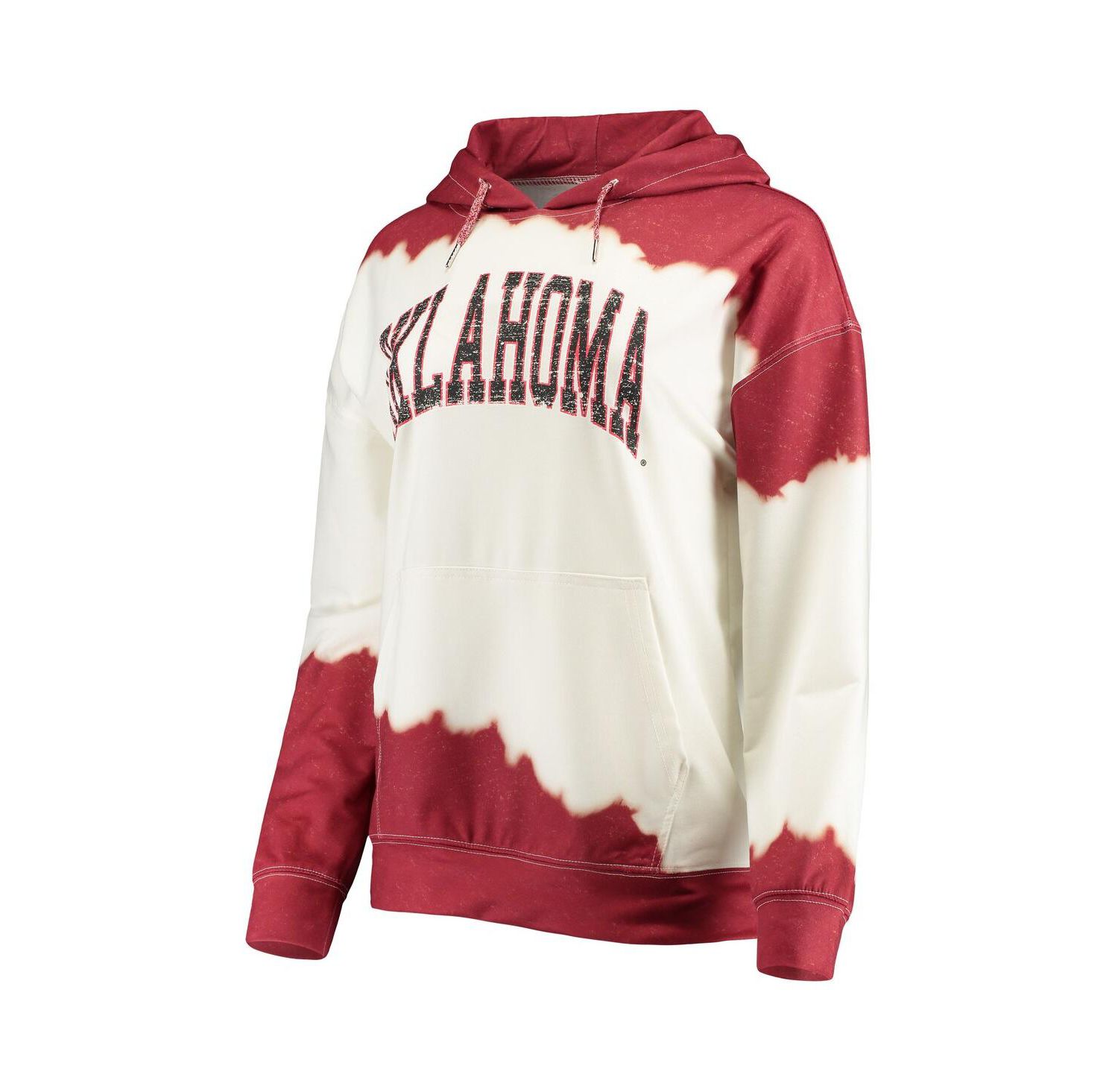 Women's White, Crimson Oklahoma Sooners For the Fun Double Dip-Dyed Pullover Hoodie