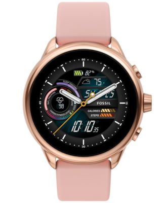 Fossil Unisex Gen 6 Wellness Edition Rose Gold Tone Stainless Steel with Blush Silicone Band Smart Watch 44mm Macy s