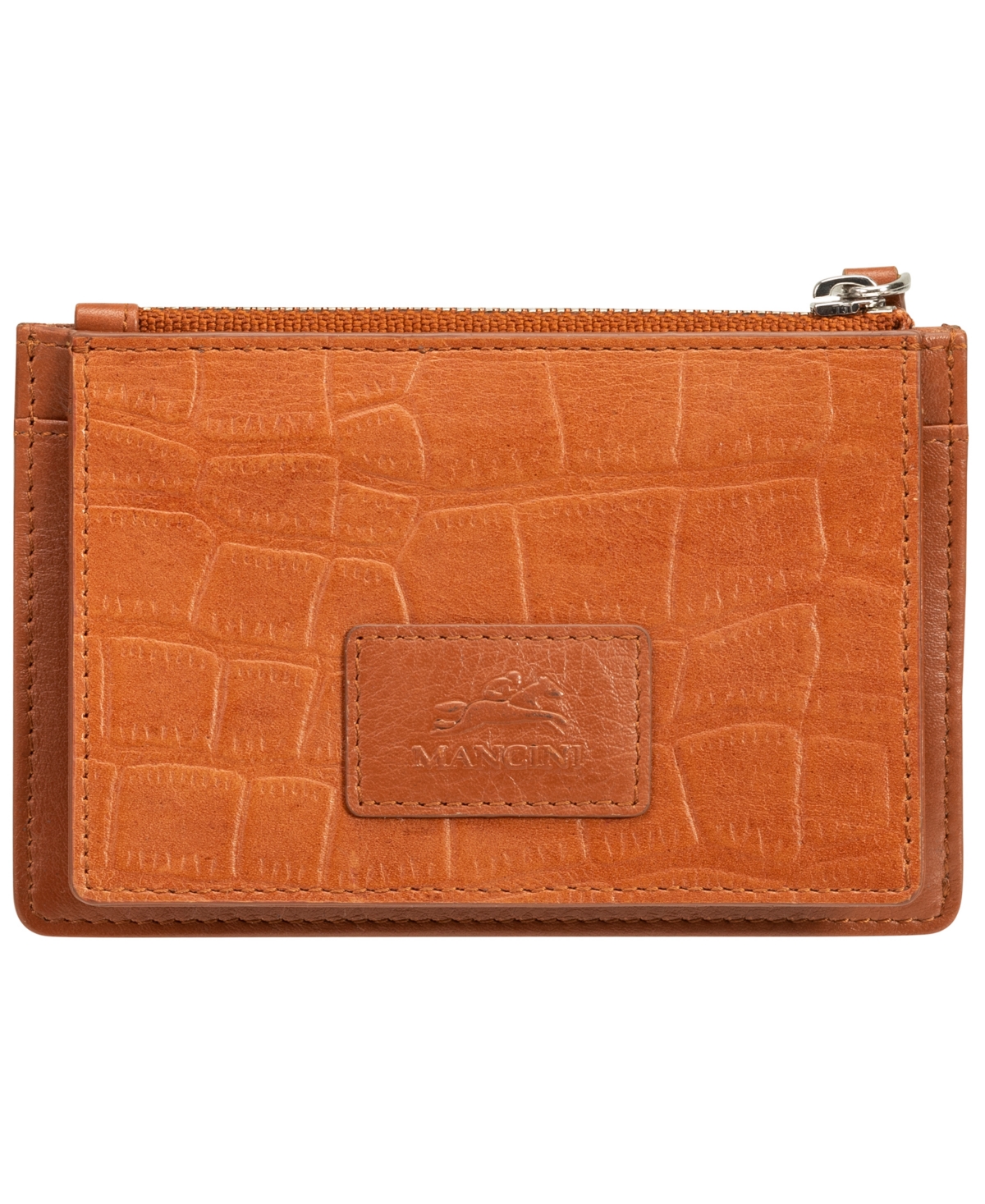 Women's Croco Collection Rfid Secure Card Case and Coin Pocket - Tan