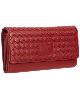 Women's Basket Weave Collection RFID Secure Quadruple Fold Wallet