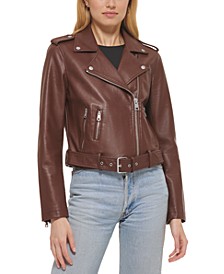 Women's Faux-Leather Moto Jacket