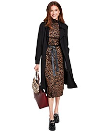 Women's Leopard-Print Mock-Neck Midi Dress