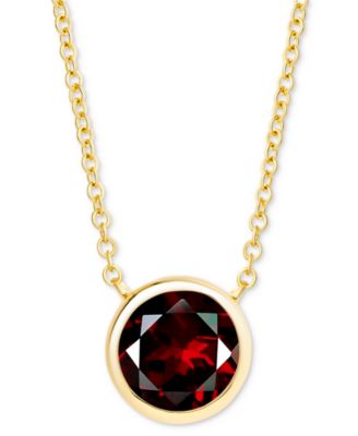 Macy's - Blue Topaz Bezel 18" Pendant Necklace (2-1/3 ct. t.w.) in 14k Gold-Plated Sterling Silver (Also in Garnet, Peridot, Green Quartz, & Citrine)