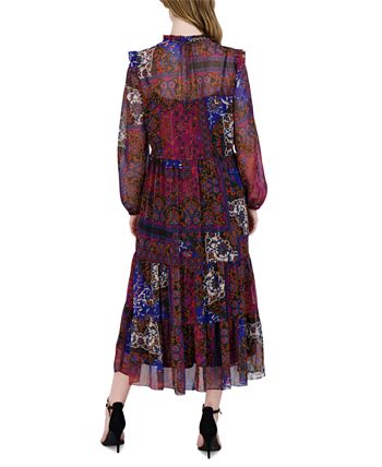 julia jordan Women's Split-Neck Peasant Maxi Dress - Macy's