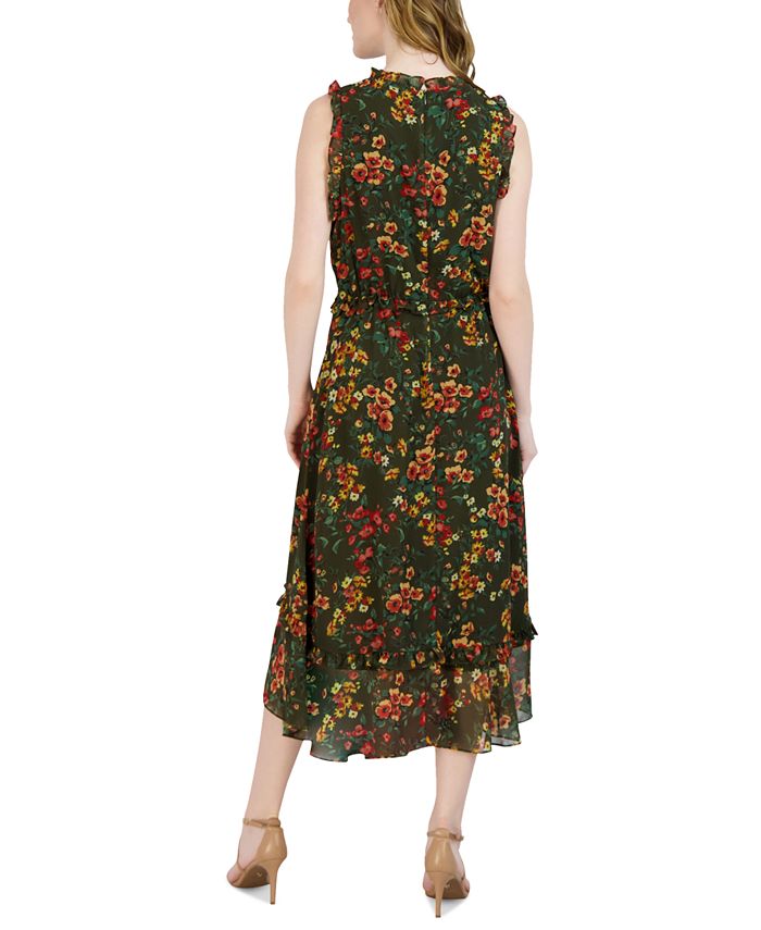 julia jordan Women's Ruffled-Trim Floral-Print Dress - Macy's