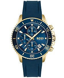 Men's Admiral Blue Silicone Strap Watch, 45mm