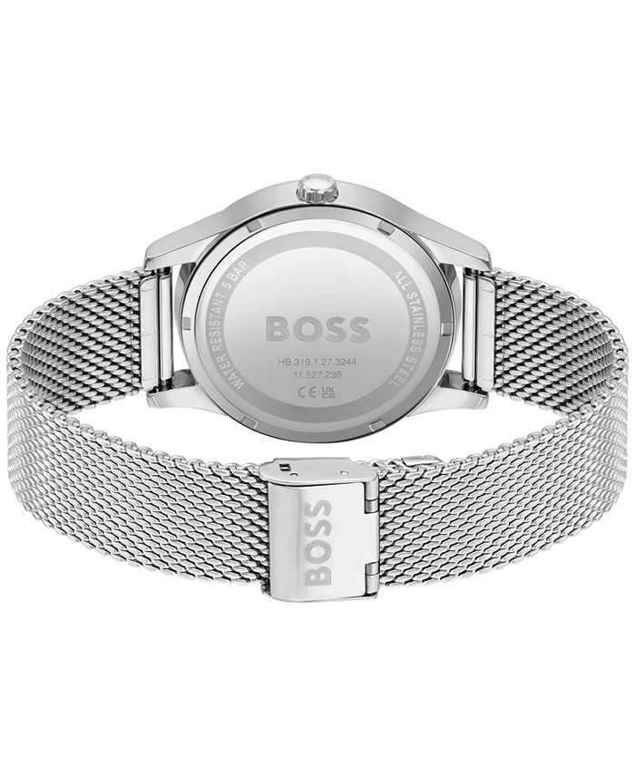 BOSS Men's Purity Silver-Tone Stainless Steel Bracelet Watch, 41mm - Macy's