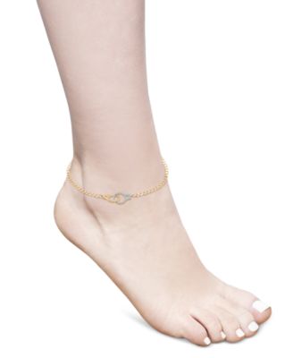 Diamond Handcuff Ankle Bracelet (1/6 ct. t.w.) in 10k Gold, Created for Macy's