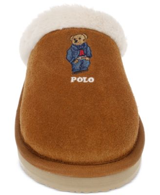Polo Ralph Lauren Women's Suede Denim Bear Scuff Slippers