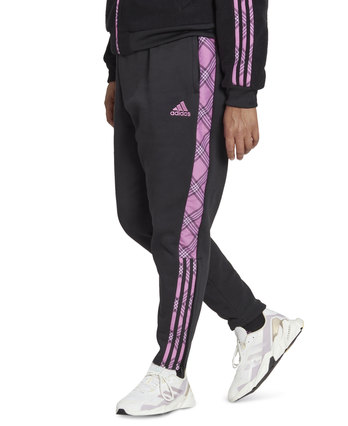 adidas Plus Size Mid-Rise Side-Striped Track Pants