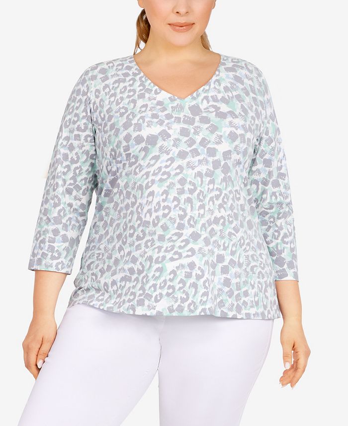 HEARTS OF PALM Plus Size Printed Essentials Jersey Top & Reviews Tops