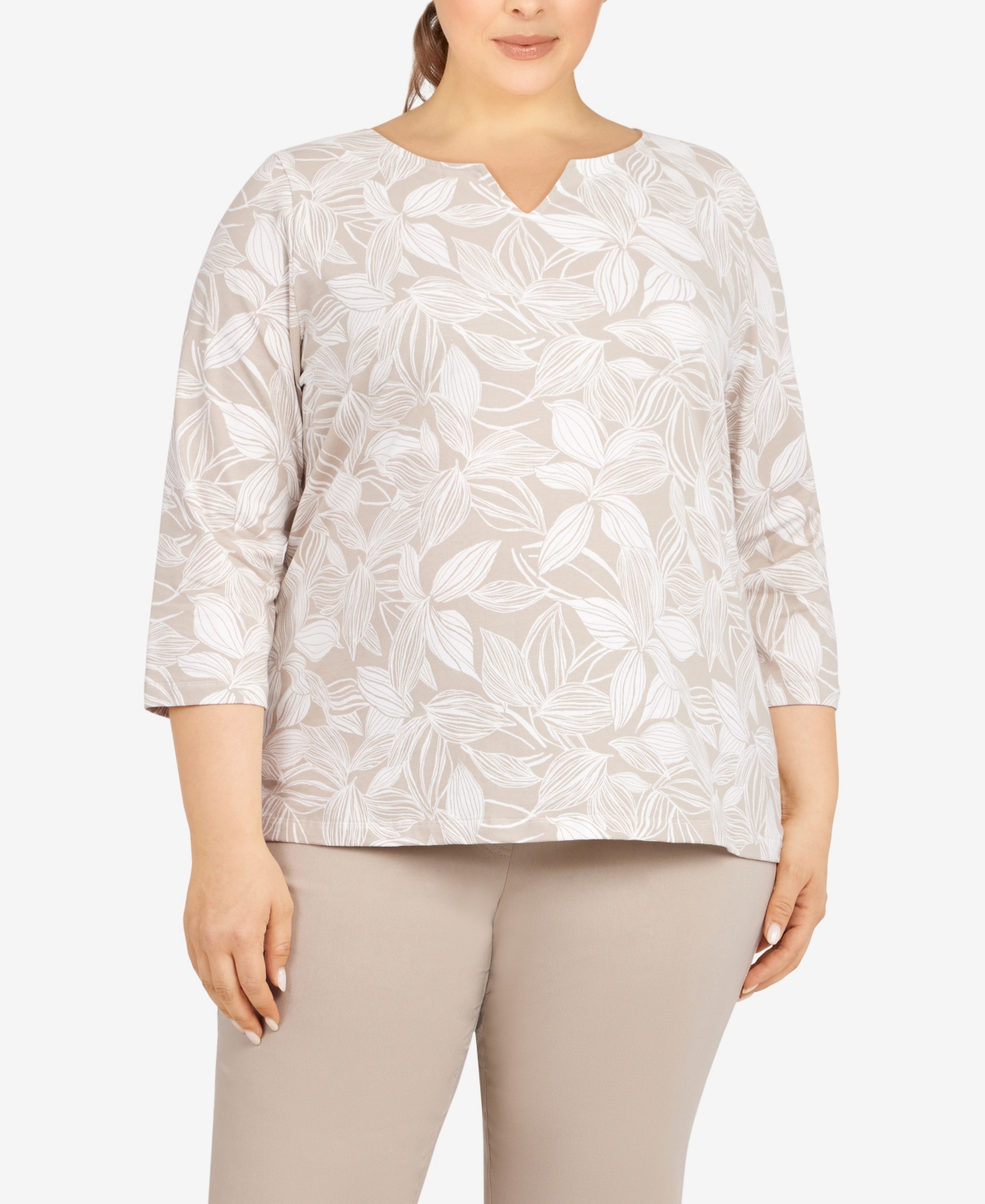 Hearts Of Palm Plus Size Printed Essentials Jersey Top