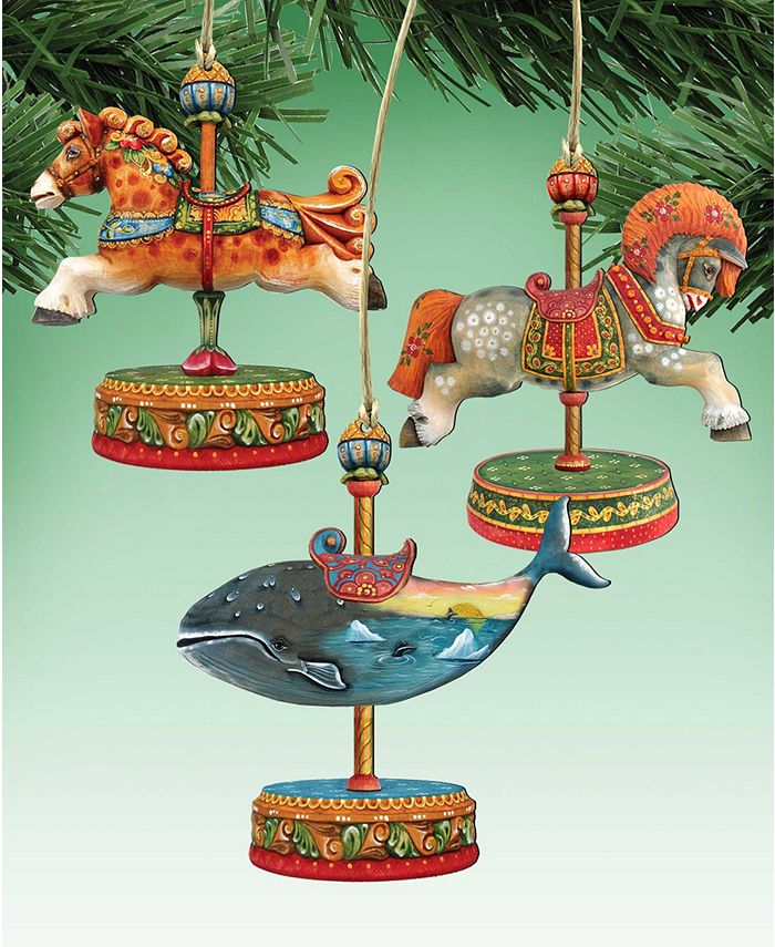 Designocracy Dated Christmas Carousel Holiday Ornaments, Set of 3 Macy's