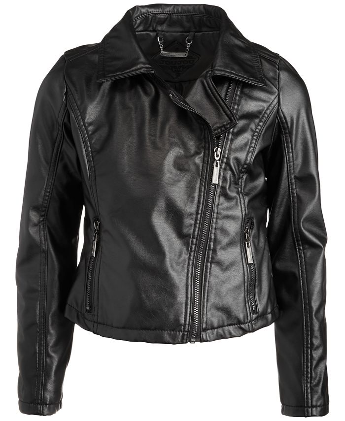 Jou Jou Big Girls Faux-Leather Full-Zip Moto Jacket - Macy's