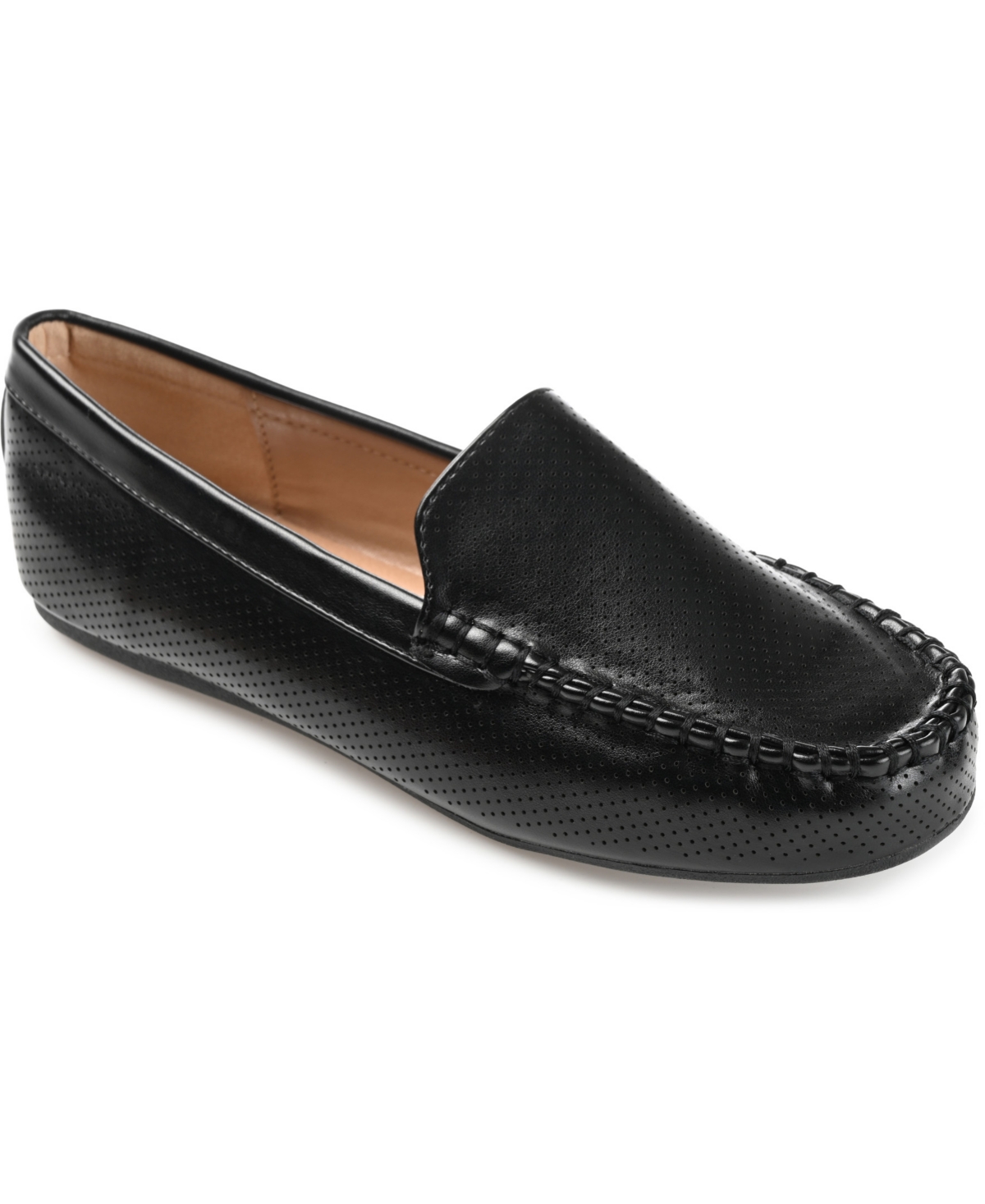 Shop Journee Collection Women's Halsey Perforated Loafers In Black Polyurethane