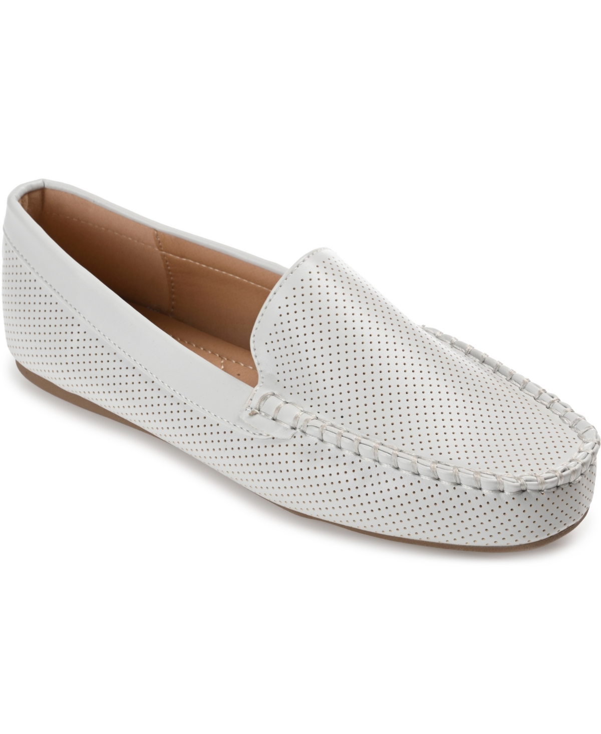 Shop Journee Collection Women's Halsey Perforated Loafers In Light Gray