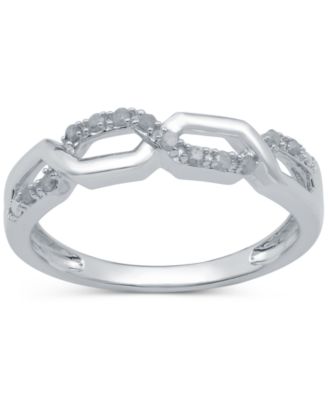 Macy's - Diamond Hexagon Link Ring (1/10 ct. t.w.) in Sterling Silver