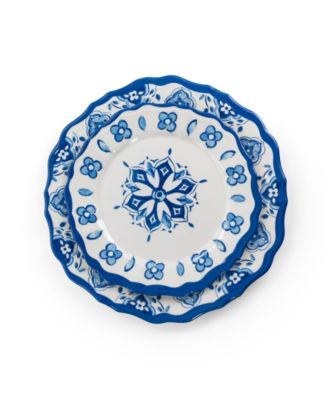 Blue Flower Melamine 12 Pc. Dinnerware Set, Set of 4