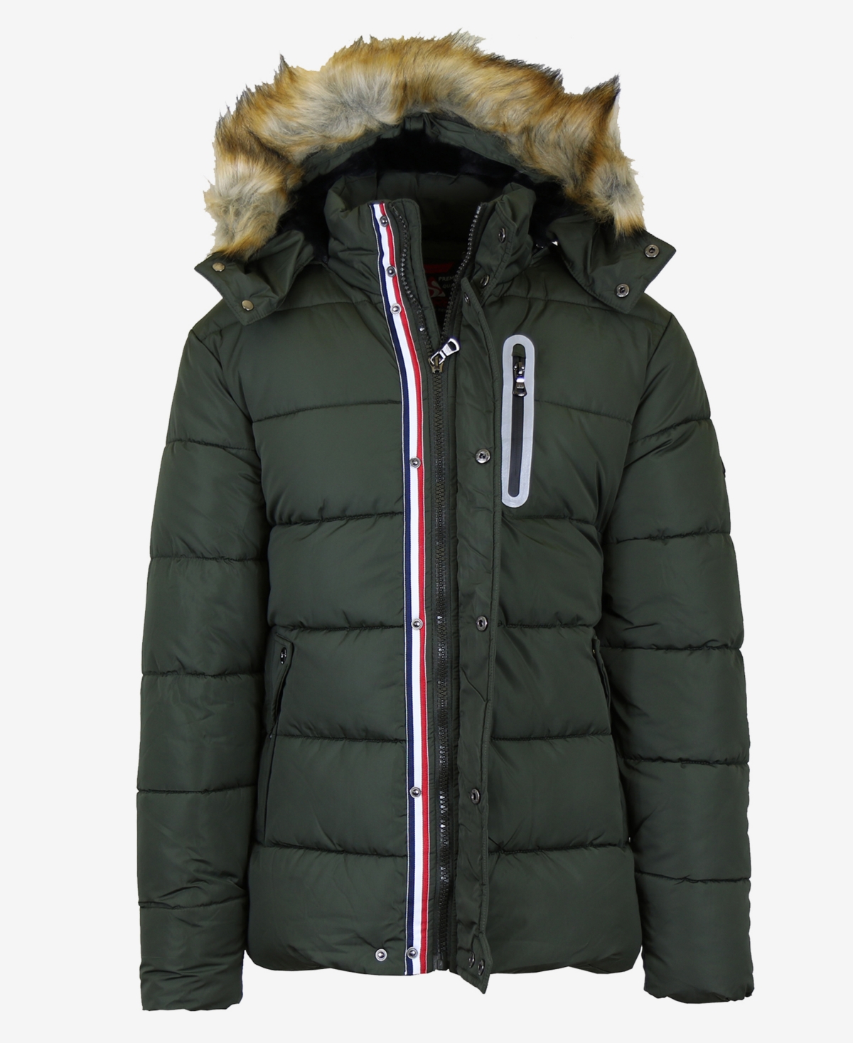 Men's Heavy Tech Puffer Jacket with Hood - Olive