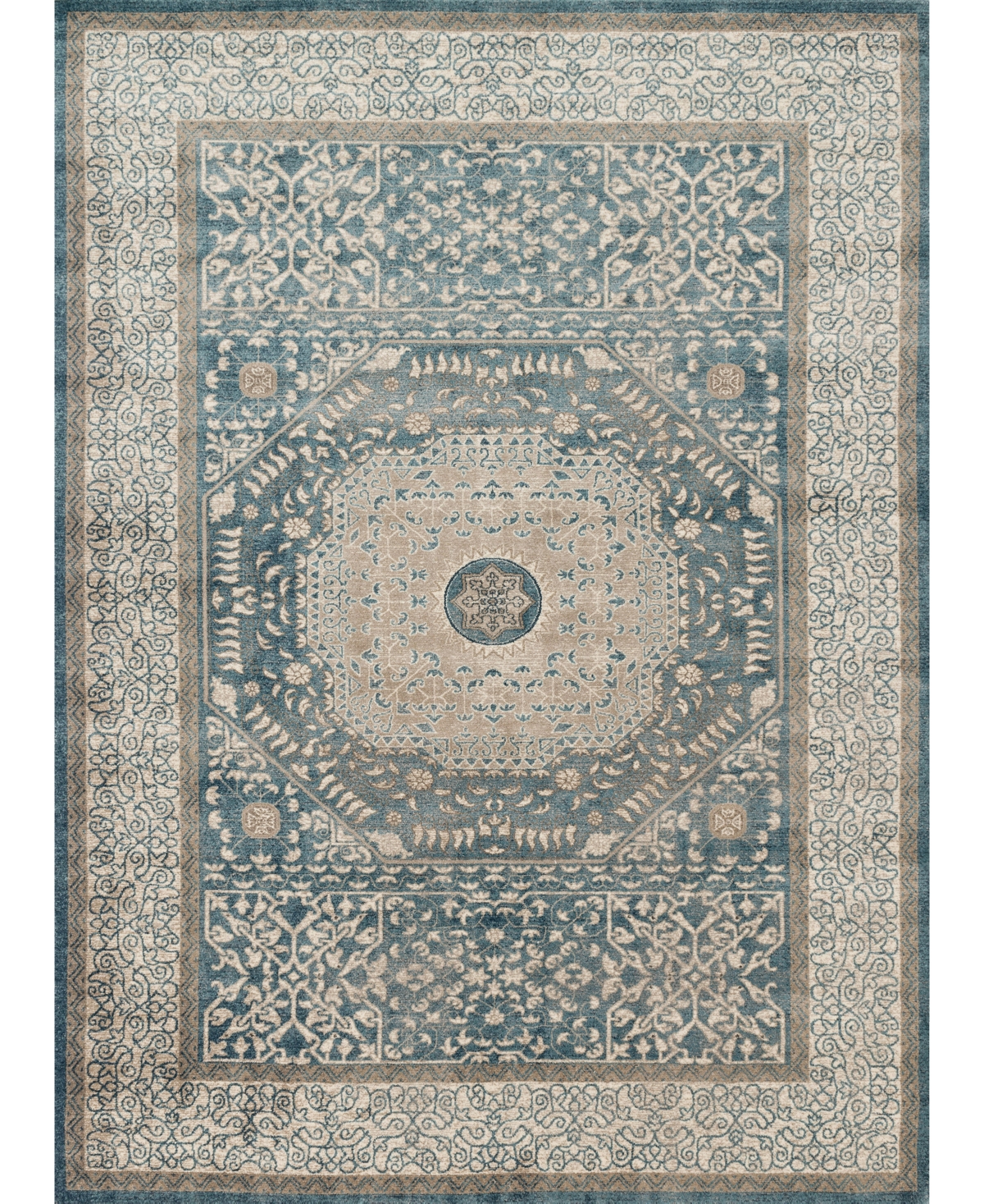Loloi Century Tcq-01 6'7in x 9'2in Area Rug - Blue, Sand
