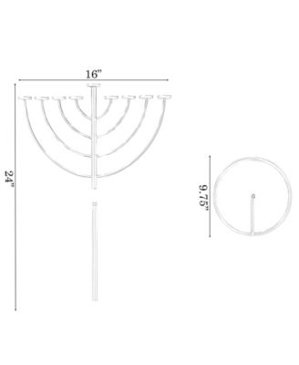 Modern 9 Branch Lighting Thin Pipe Hanukkah Menorah, Small