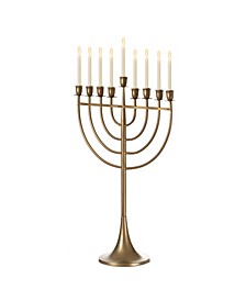 Modern Judaic Hanukkah Menorah 9 Branched Candelabra, Medium