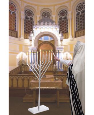 Coated Hanukkah Menorah for Synagogue, Large