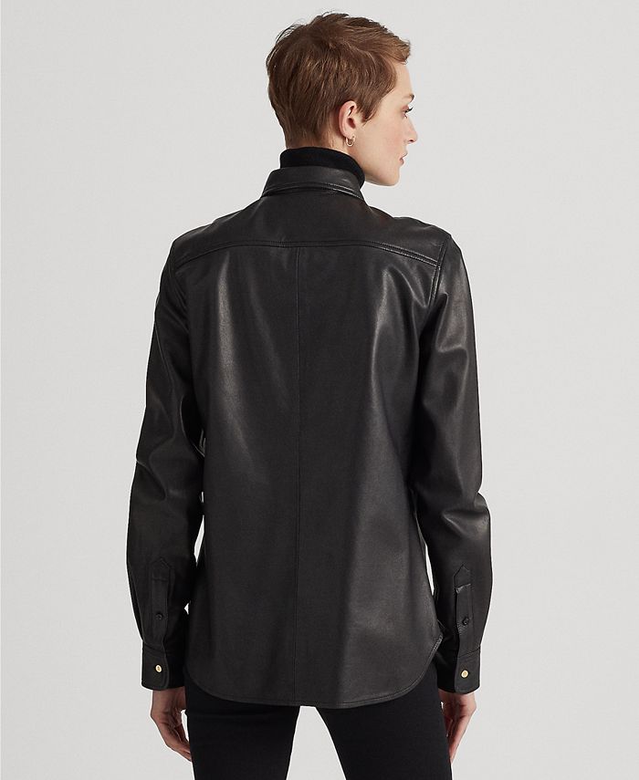Lauren Ralph Lauren Women's Leather LongSleeve Shirt Macy's