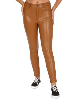 brown leather skinny jeans