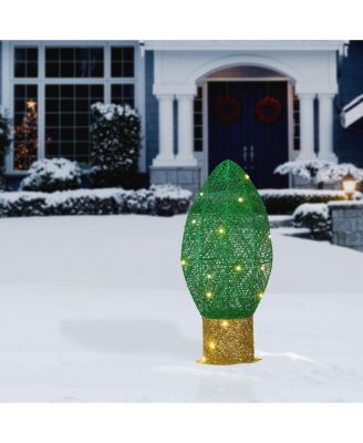 20" Pre-Lit Green Christmas Light Bulb Decoration
