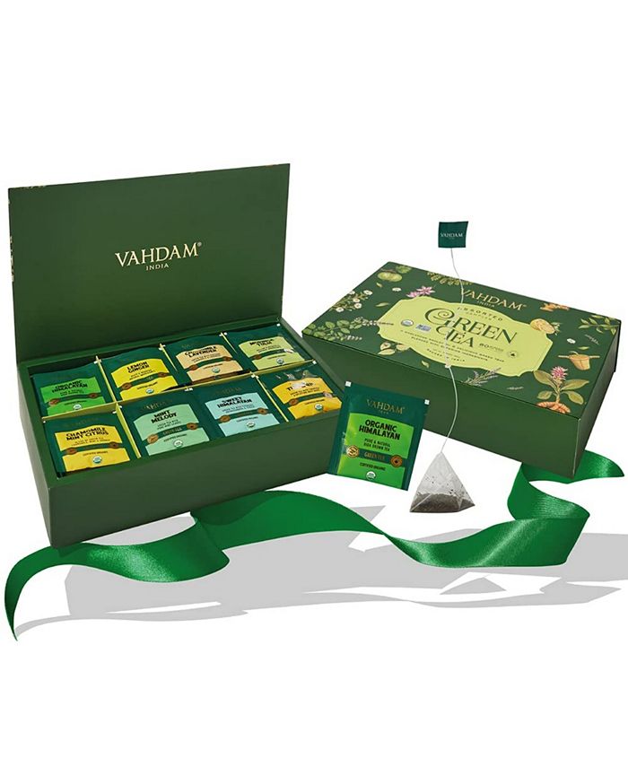 Vahdam Teas Green Tea Variety Sampler Gift Set, 80 Long Leaf Pyramid
