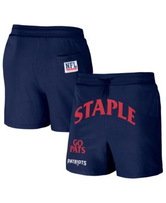 Men's NFL X Staple Navy New England Patriots New Age Throwback Vintage-Like Wash Fleece Short