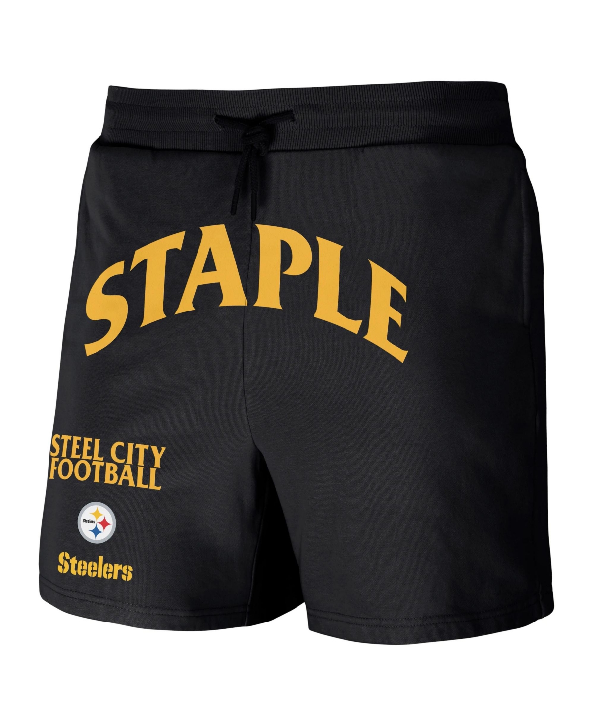 Shop Nfl Properties Men's Nfl X Staple Black Pittsburgh Steelers New Age Throwback Vintage-like Wash Fleece Short
