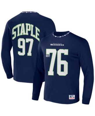 Men's NFL X Staple Navy Seattle Seahawks Core Long Sleeve Jersey Style T-shirt