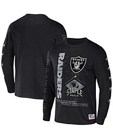 Men's NFL X Staple Black Las Vegas Raiders World Renowned Long Sleeve T-shirt