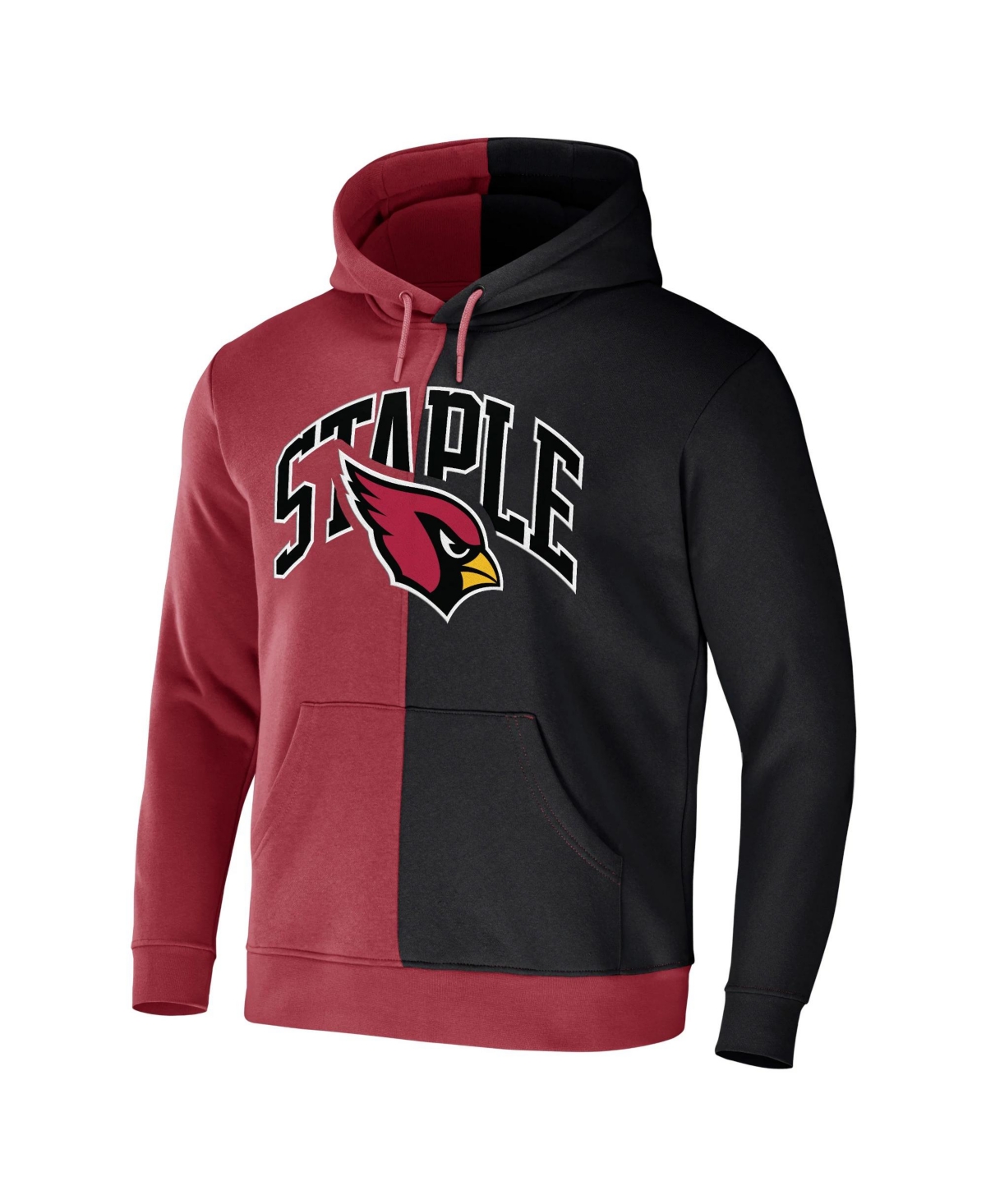 Shop Nfl Properties Men's Nfl X Staple Cardinal, Black Arizona Cardinals Split Logo Pullover Hoodie In Cardinal,black
