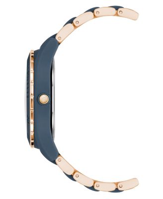 Women's Three-Hand Quartz Rose Gold-Tone and Blue Solar Oceanwork Plastic Bracelet Watch, 38.5mm