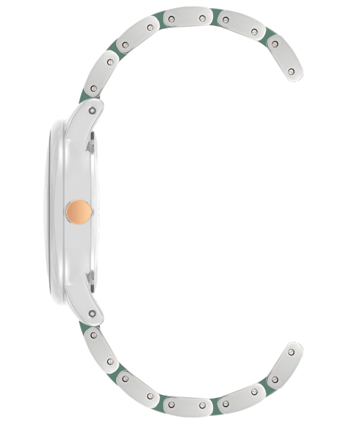 Anne Klein Women's Three-Hand Quartz Silver-Tone Alloy with Green Ceramic Bracelet Watch, 32mm - Silver-Tone, Green